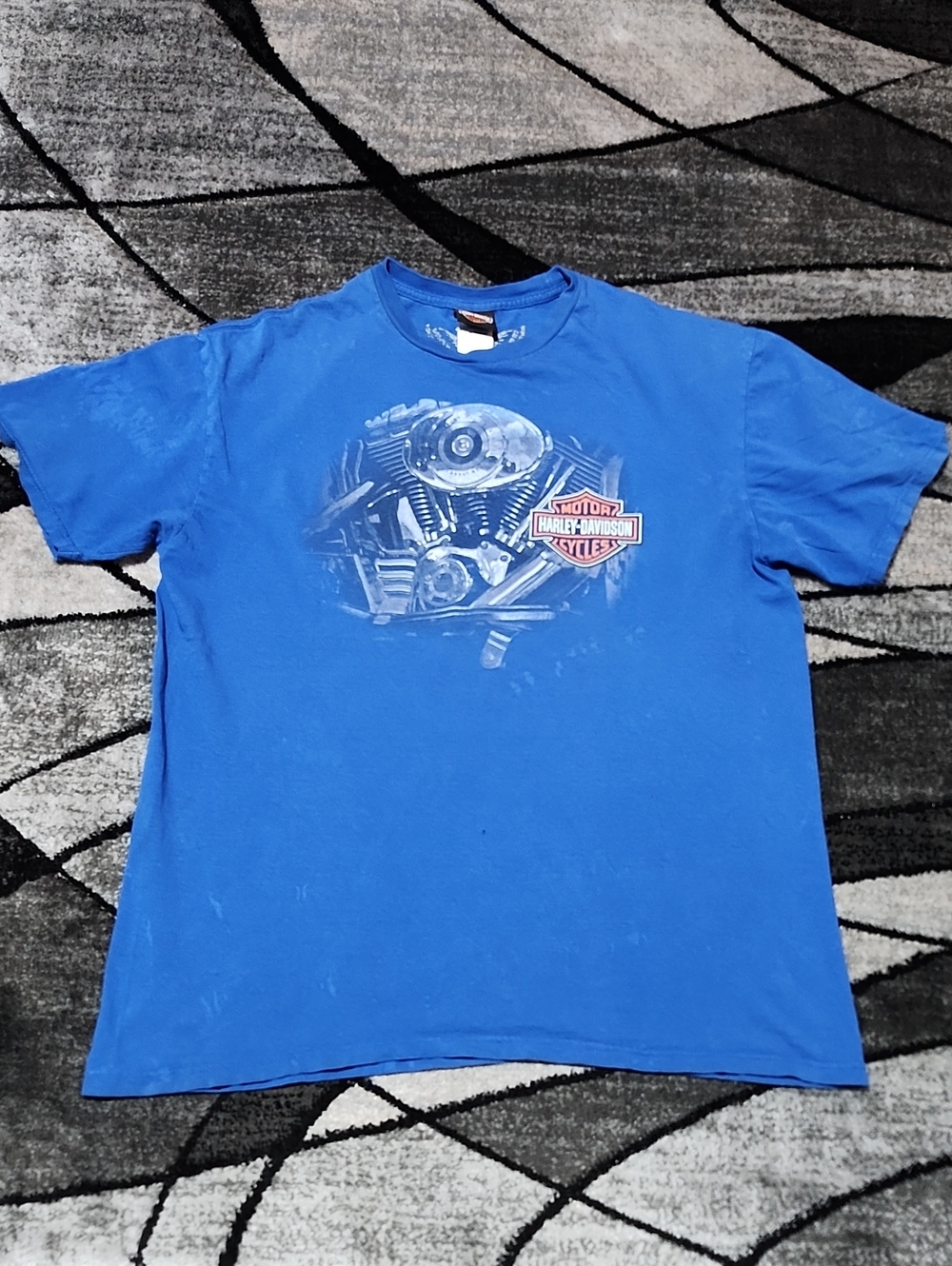 HARLEY DAVIDSON 2013 BLUE ENGINE GRAPHIC COTTON CREW-NECK SACRAMENTO TEE-SHIRT - Picture 1 of 15